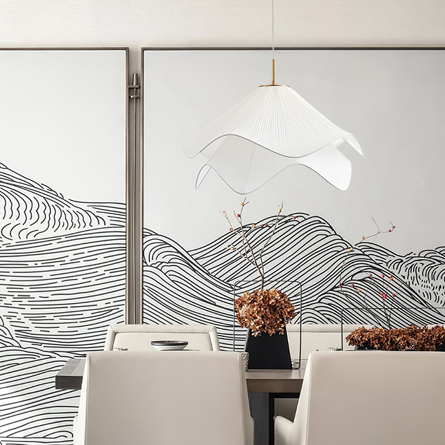 Ethereal Draped Shade Pendant Light – Modern Ambient Light for Bedrooms & Lounges K1192