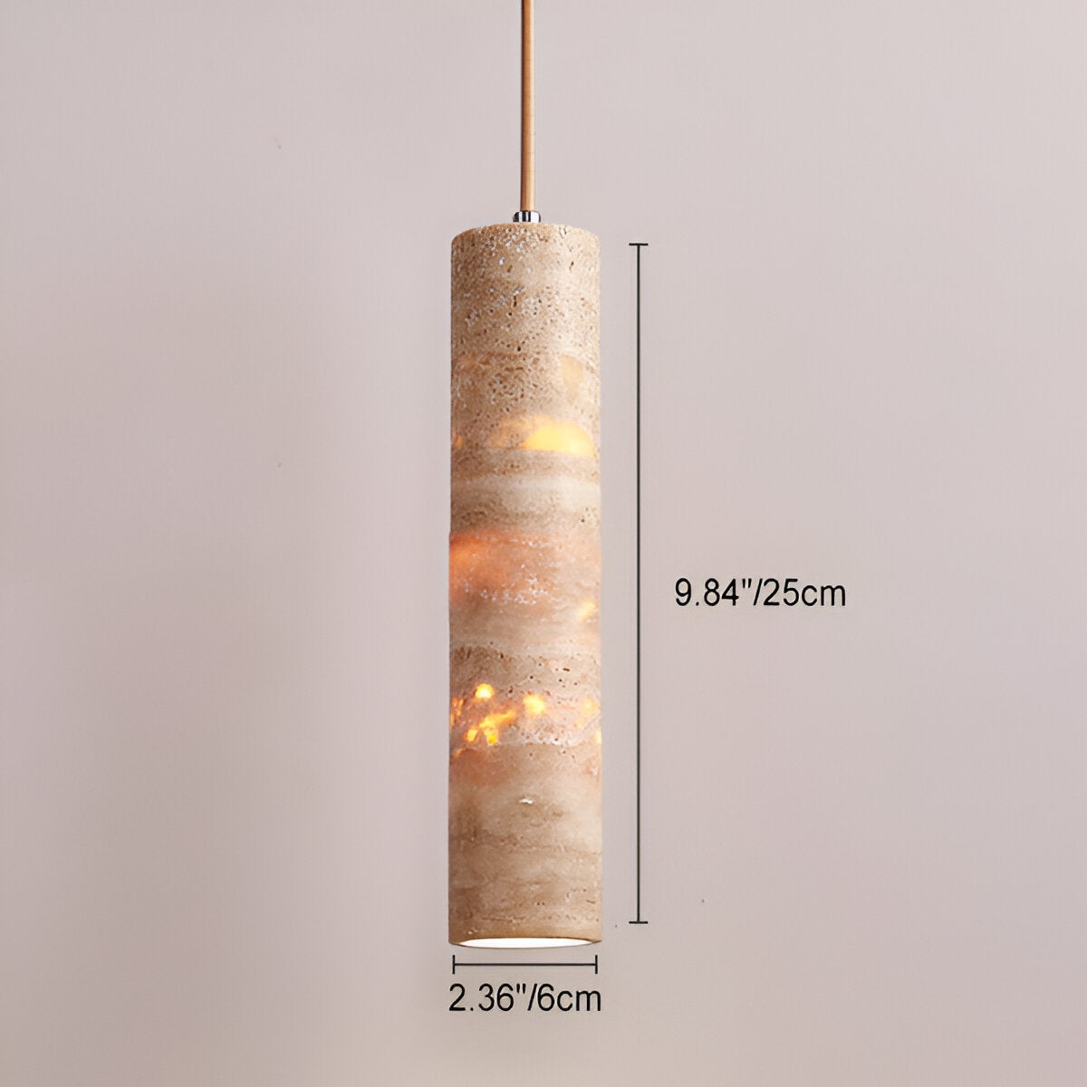 Cream Travertine Tube Pendant Light D912