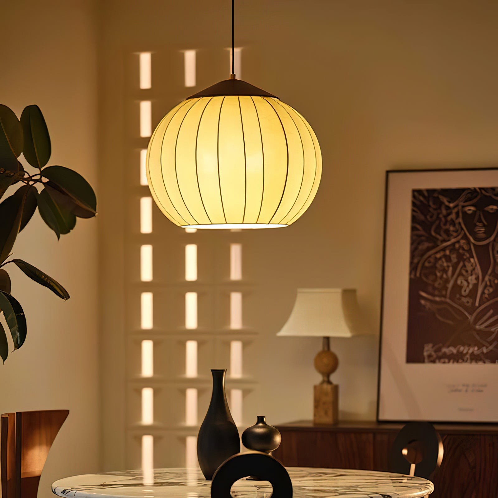 Japanese Style Fabric Lantern Pendant Lamp K423