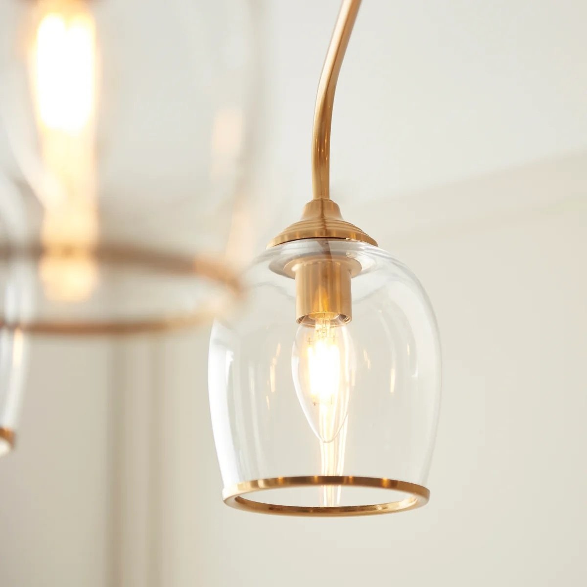 Brazara Multi-Light Glass Shade Pendant Lamp - Curved Metal Arms for Modern Homes K1852