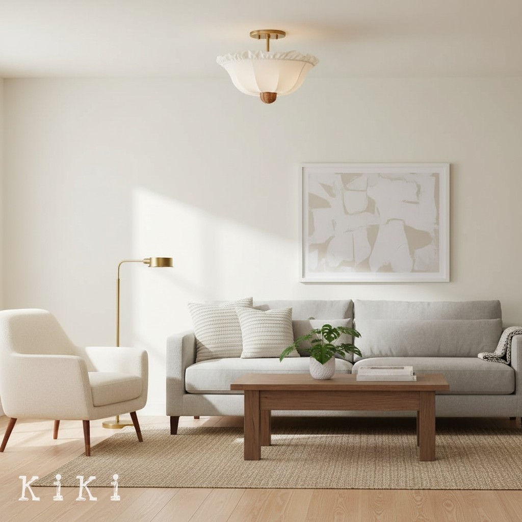 Wickara Woven Parasol Ceiling Light - Modern Flush Mount for Living Room K2050