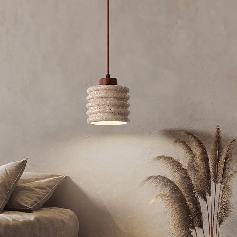 Traditional Retro Cylindrical Solid Wood Pendant Lamp K724
