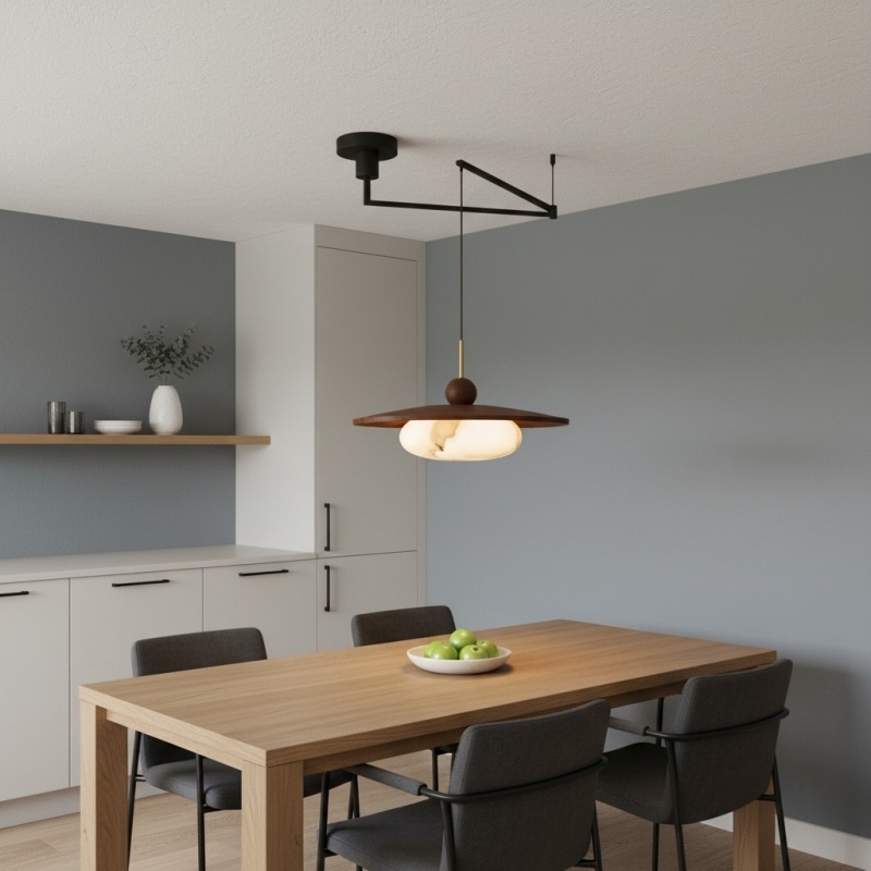 Alvara Modern Swing Arm Pendant Light - Adjustable Minimalist Accent for Desk and Living Room K2400