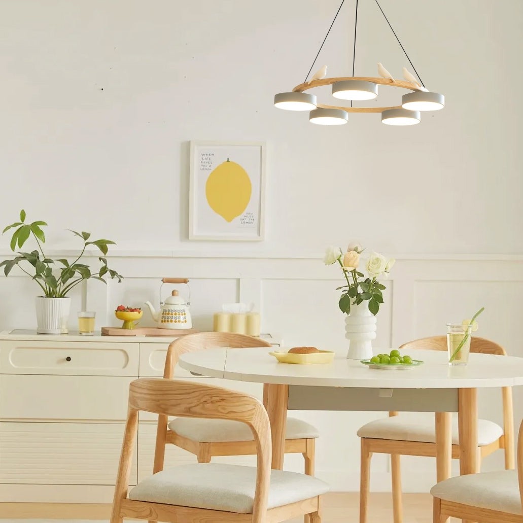Nordic Wooden Bird Creative Round Chandelier K789