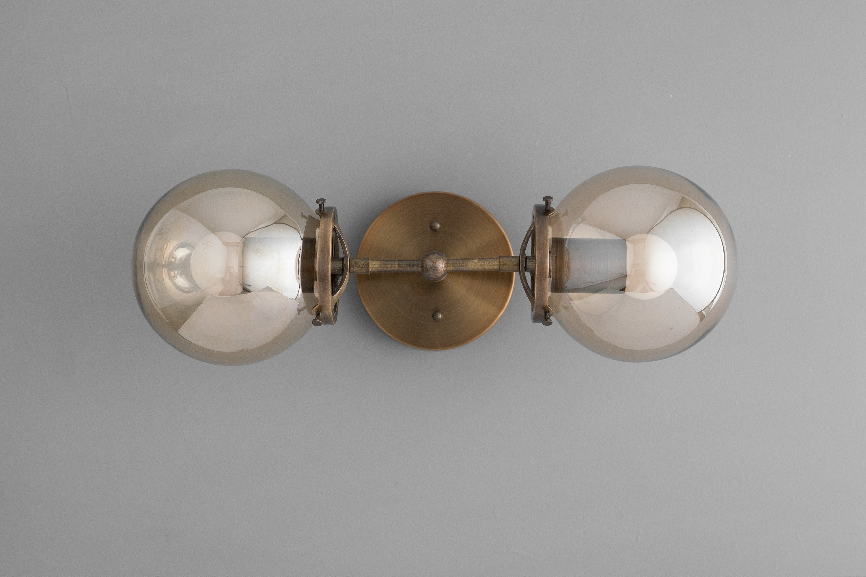 Lumio Globe Double Globe Vanity Wall Light - Rustic Farmhouse Bathroom Wall Fixture K1489