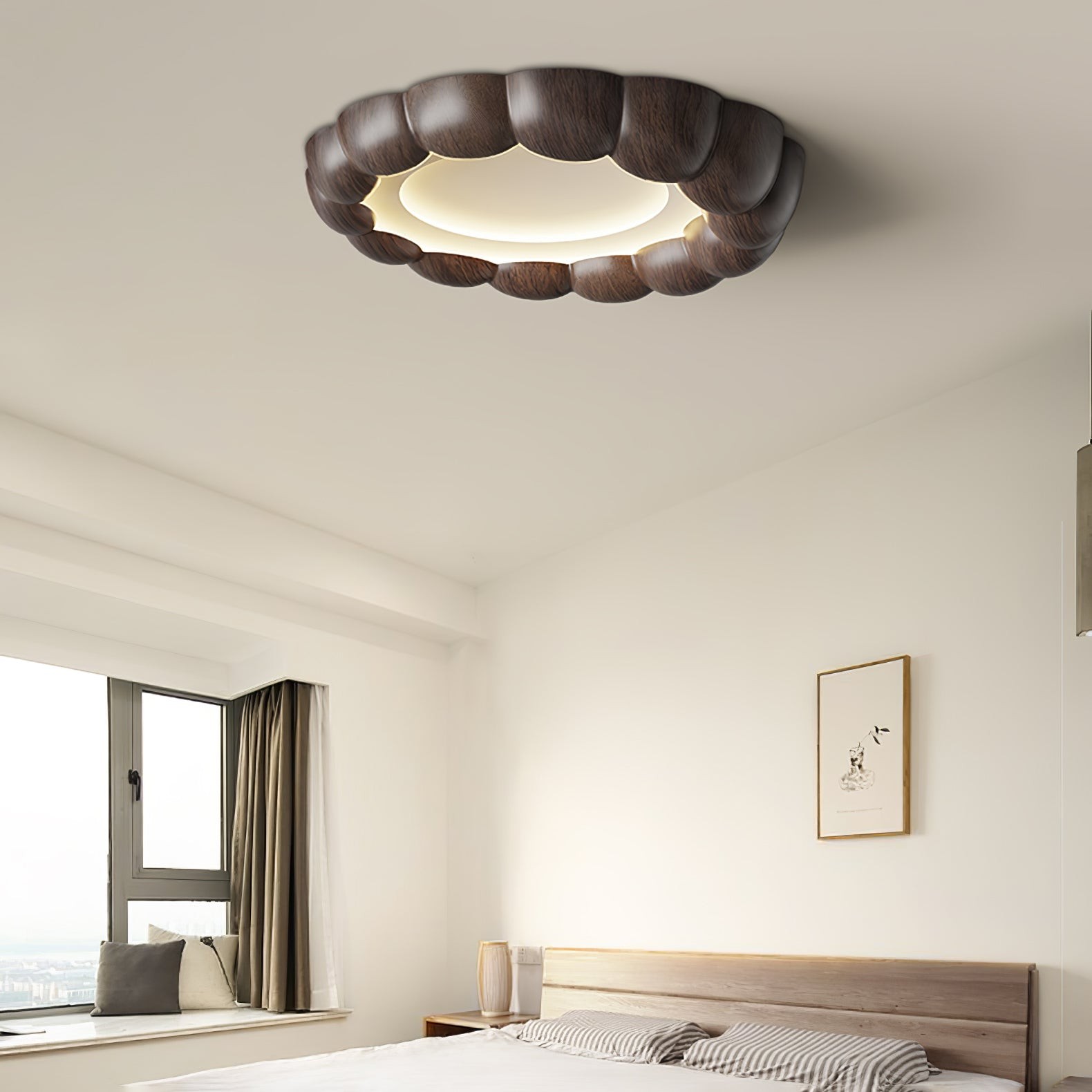 Faux Wood Ripple Ceiling Lamp K377