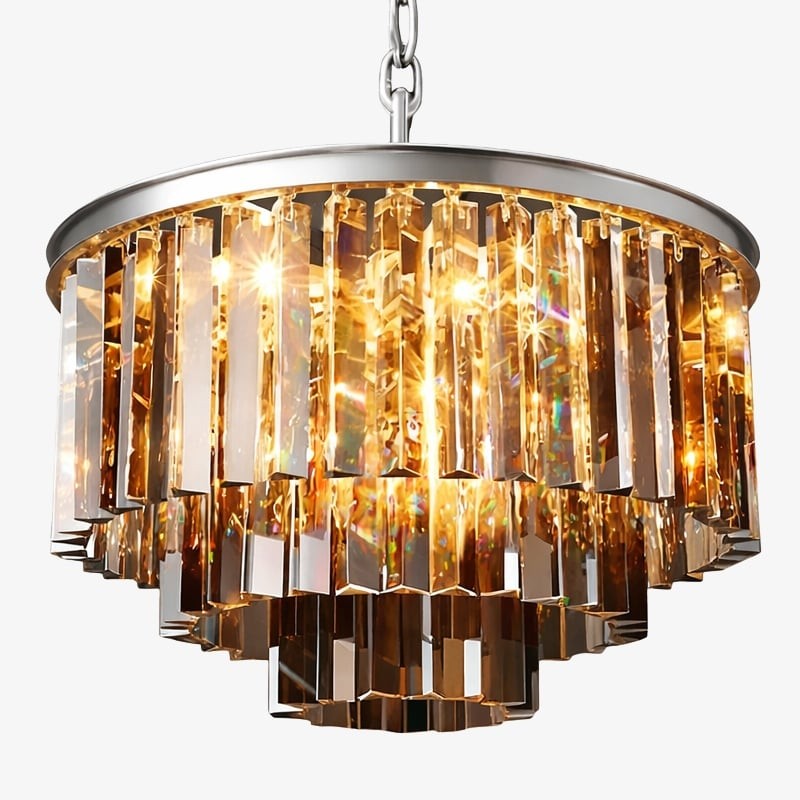Aurevon Crystal Prism Metal Frame Modern Ceiling Chandelier for Home and Hotel K2071