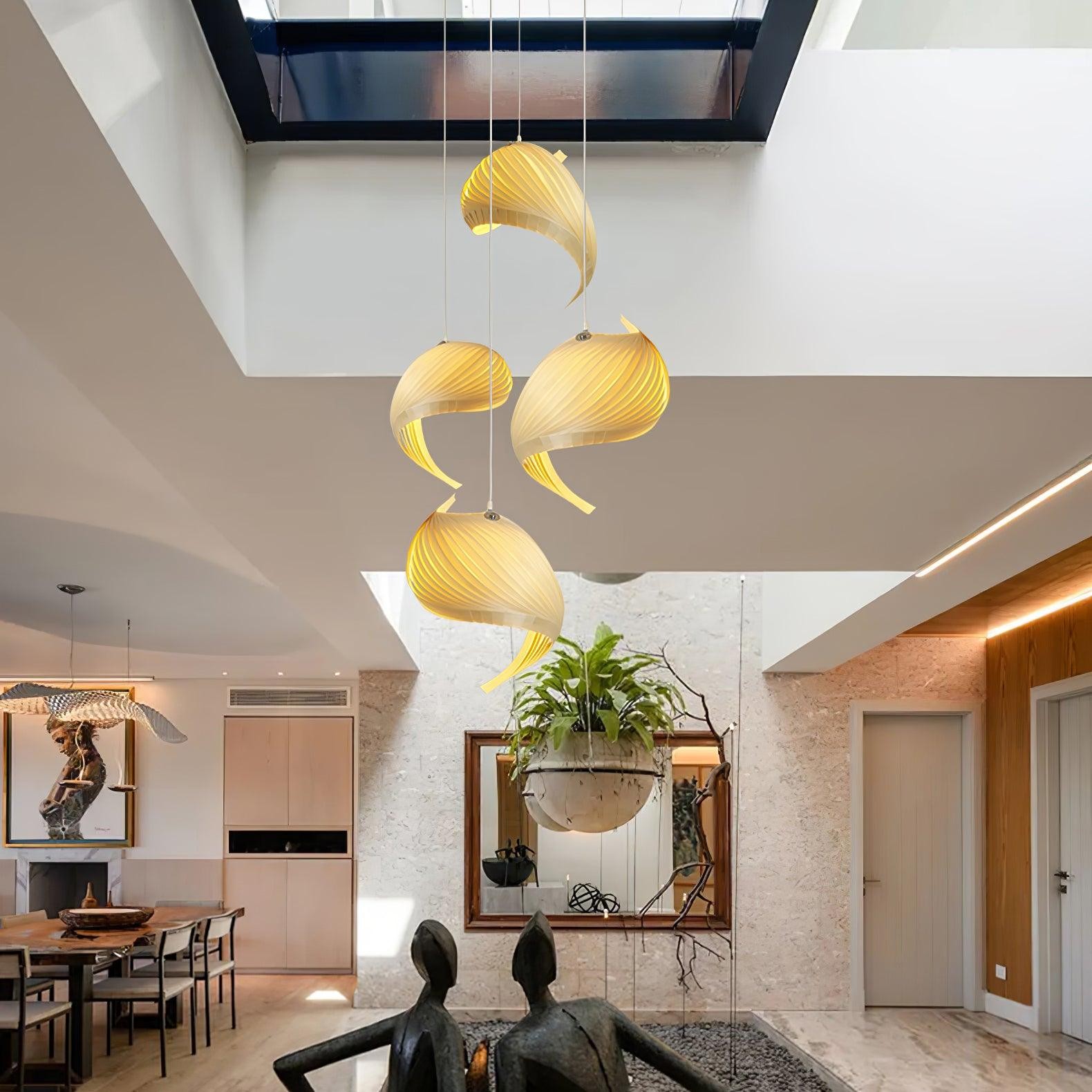 Nautilus Wing Wood Veneer Pendant Light