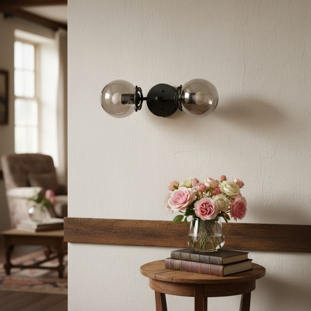 Lumio Globe Double Globe Vanity Wall Light - Rustic Farmhouse Bathroom Wall Fixture K1489