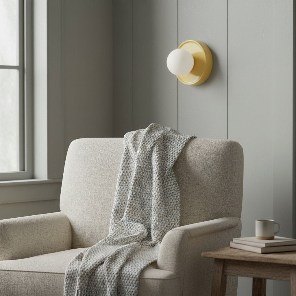 Solna Frosted Globe Glass Wall Sconce - Minimalist Round Ceramic Socnce for Bedrooms and Hallways K1700