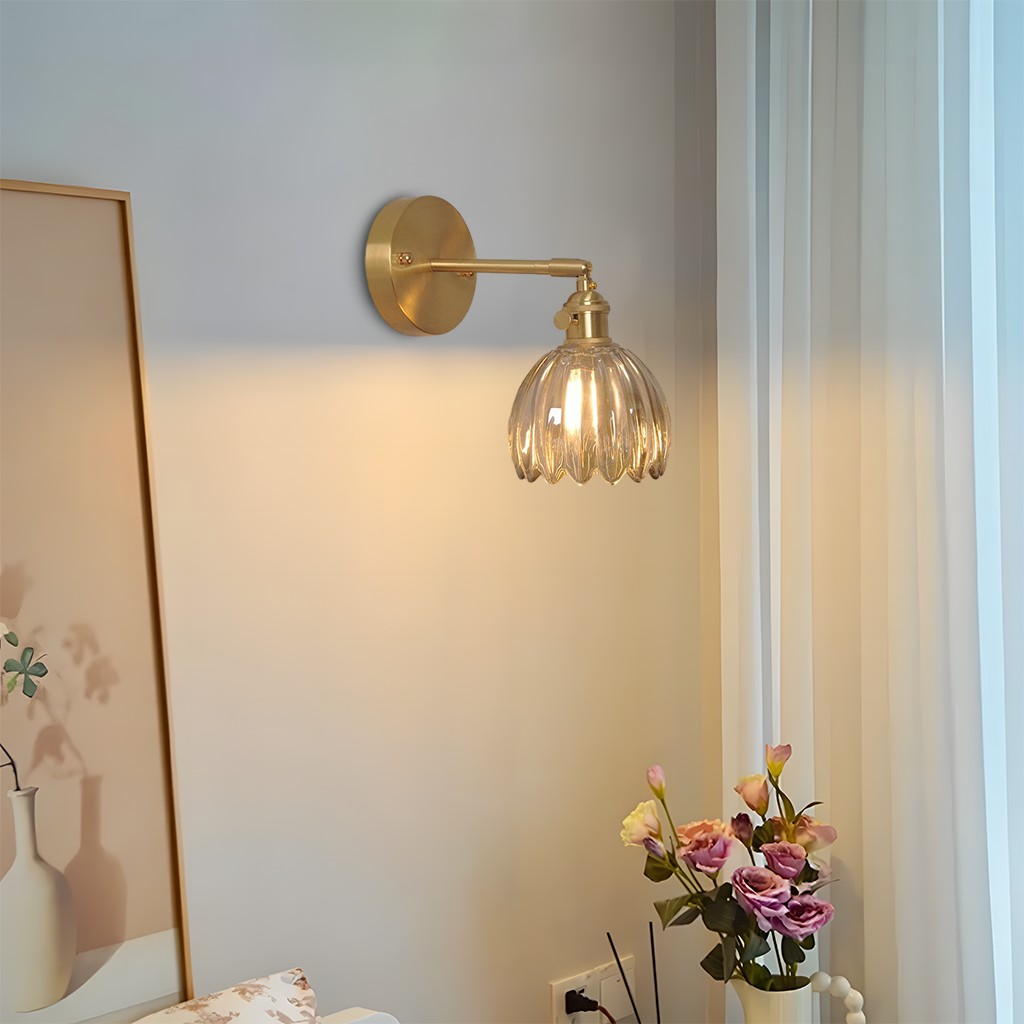 Antique Brass Tulip Glass Wall Light K122