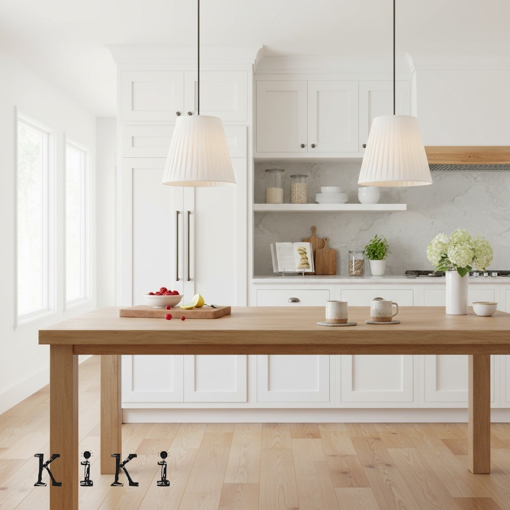 Luvora Refined Fabric Pendant Light – Pleated Textile Shade with Iron Base K1303