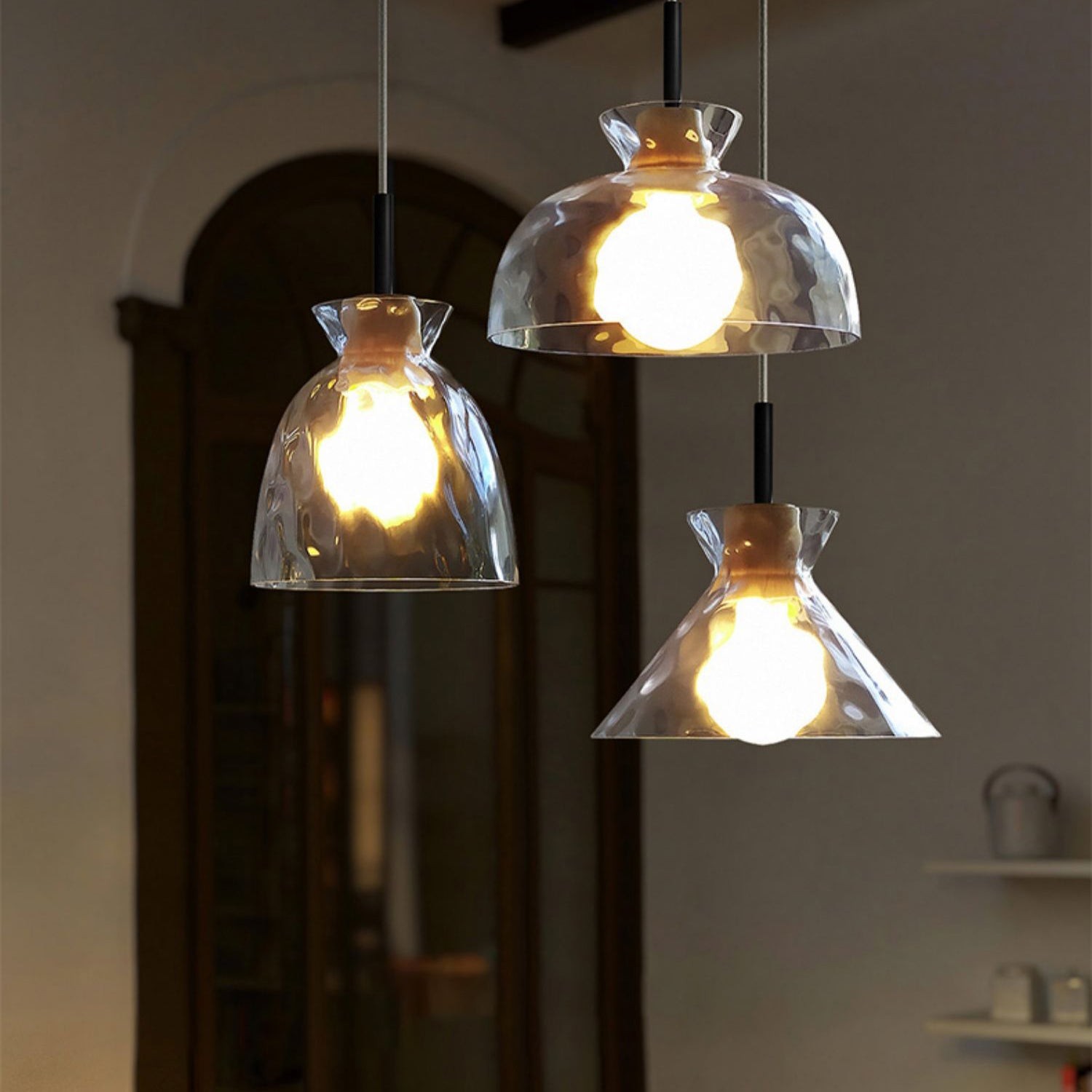 Wavy Glass Pendant Light - Ripple Glass Pendant Light for Dining Room K610