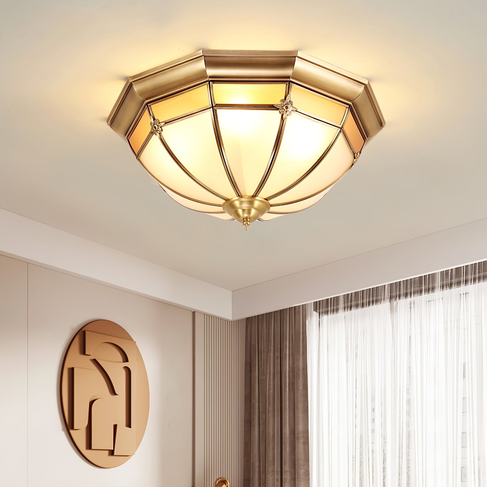 Dome Brass Flush Ceiling Lamp K350