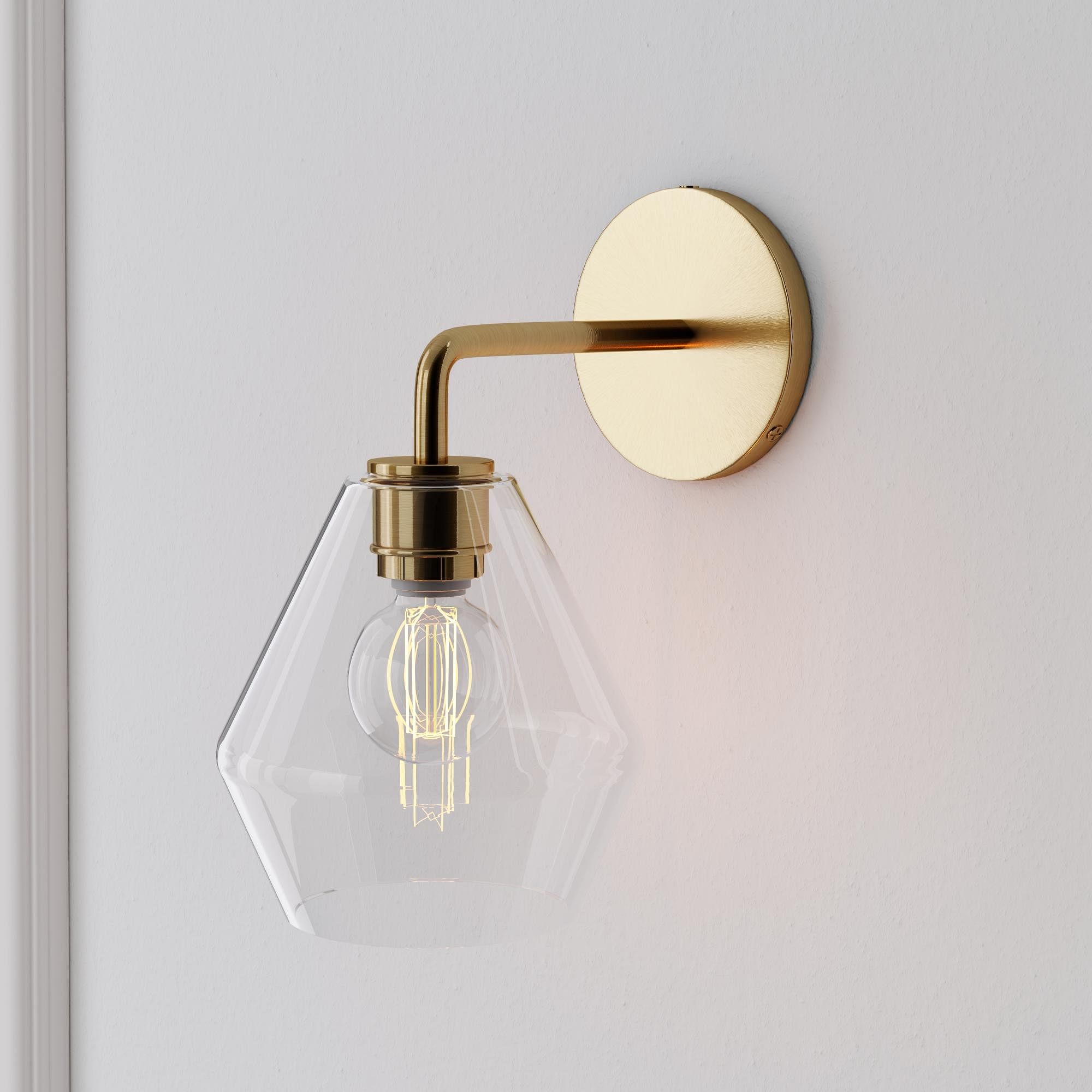 Merin Geometric Glass Wall Sconce - Minimalist Fixture for Bedroom K1402