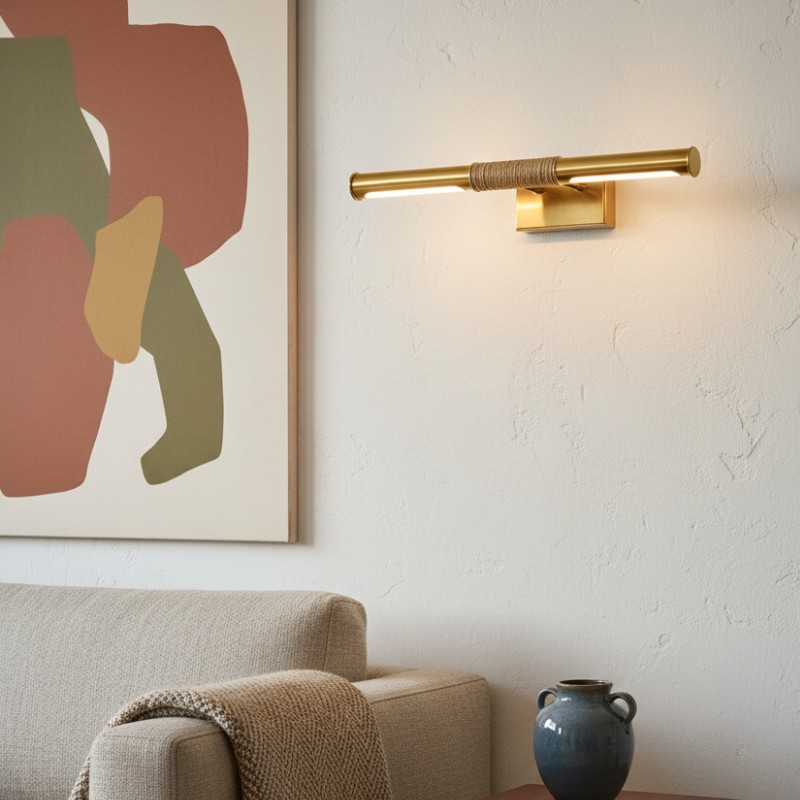 Aurix Picture Light - Slim Wrapped‑Center Bar Design Metal Finish Wall Lamp for Gallery & Hallway K2179