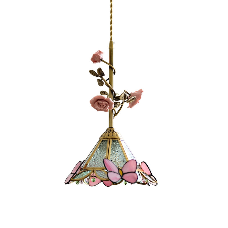 Lalique Rose Glass Pendant Lamp D674