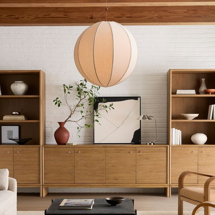 Alvian Pendant Light - Linen Shade with Adjustable Height for Cozy Dining K1384