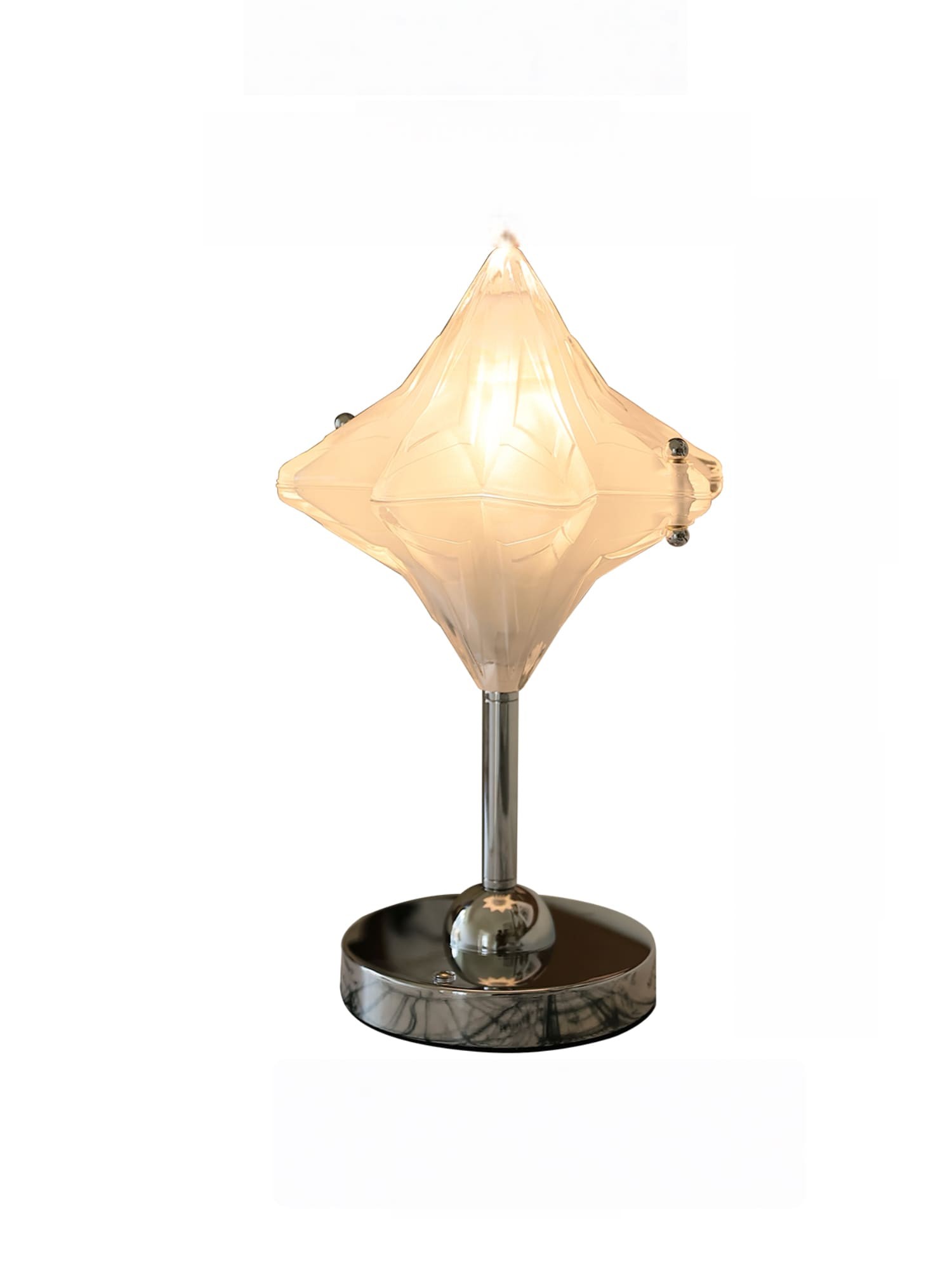 Art Deco Star Table Lamp - Frosted Glass Light for Modern Bedrooms - Astris Lyra K1584