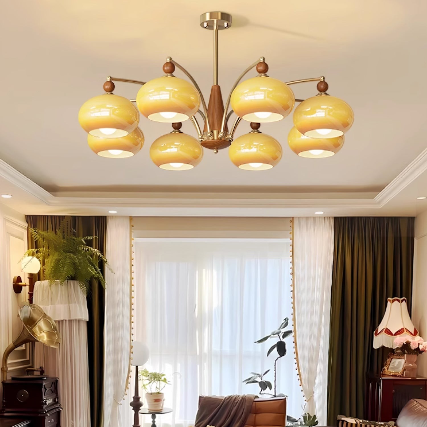 Vintage Multihead Persimmon Chandelier K623
