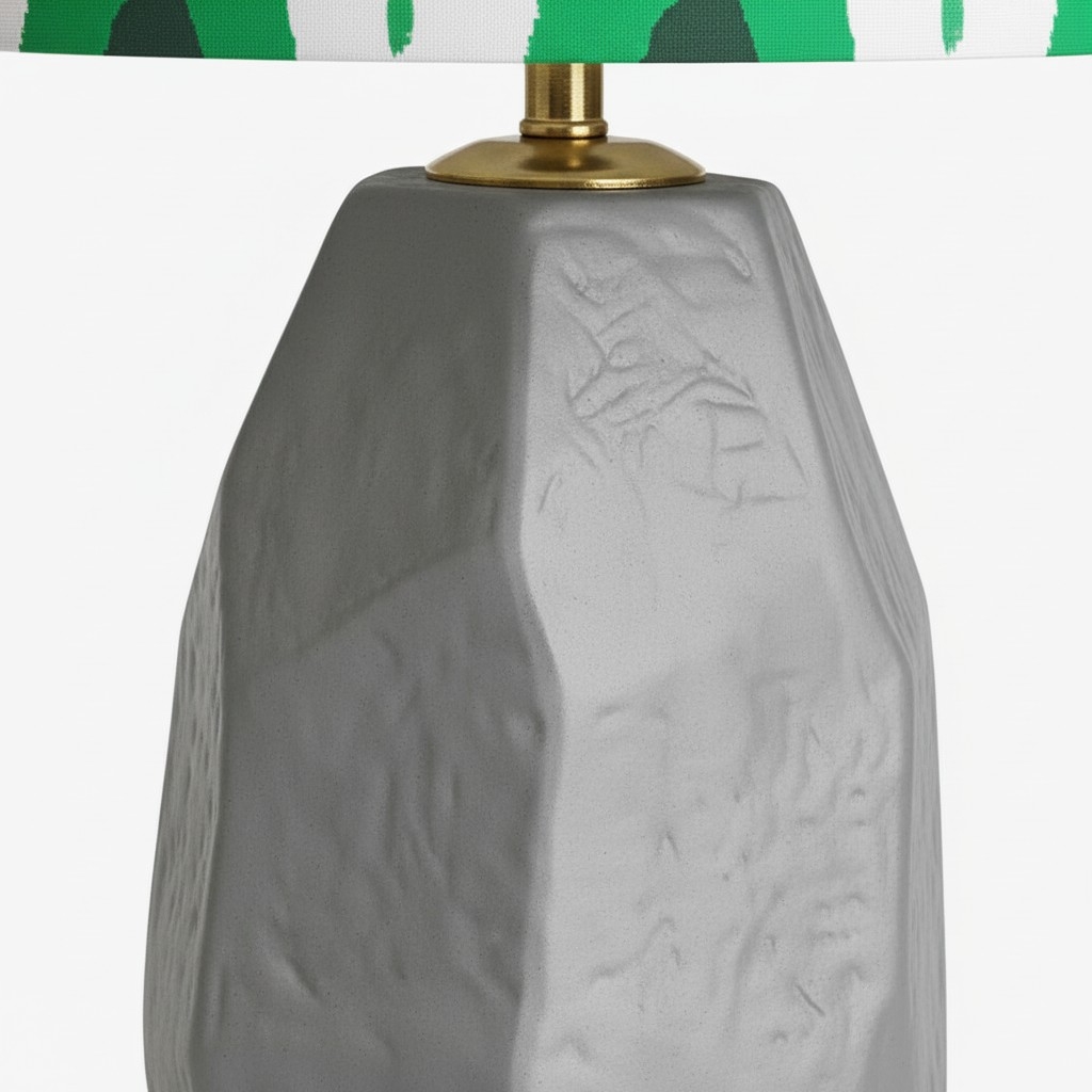 Arivane Ceramic Fabric Shade Table Lamp - Geometric Patterns Shade Table Light for Bedroom K2356