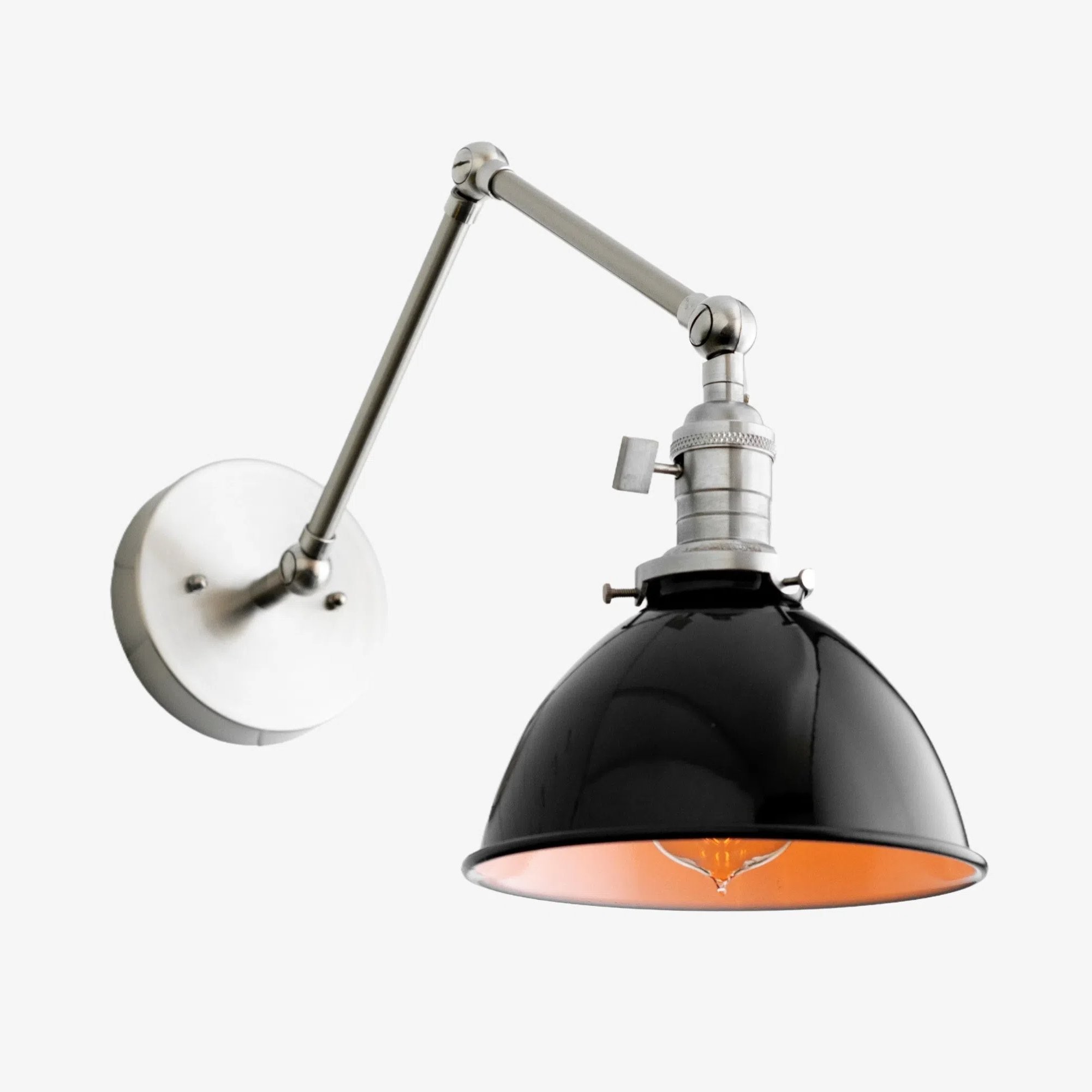 Conique Metal Vintage Industrial Swing Arm Wall Lamp - Adjustable Dome Shade for Study K1467