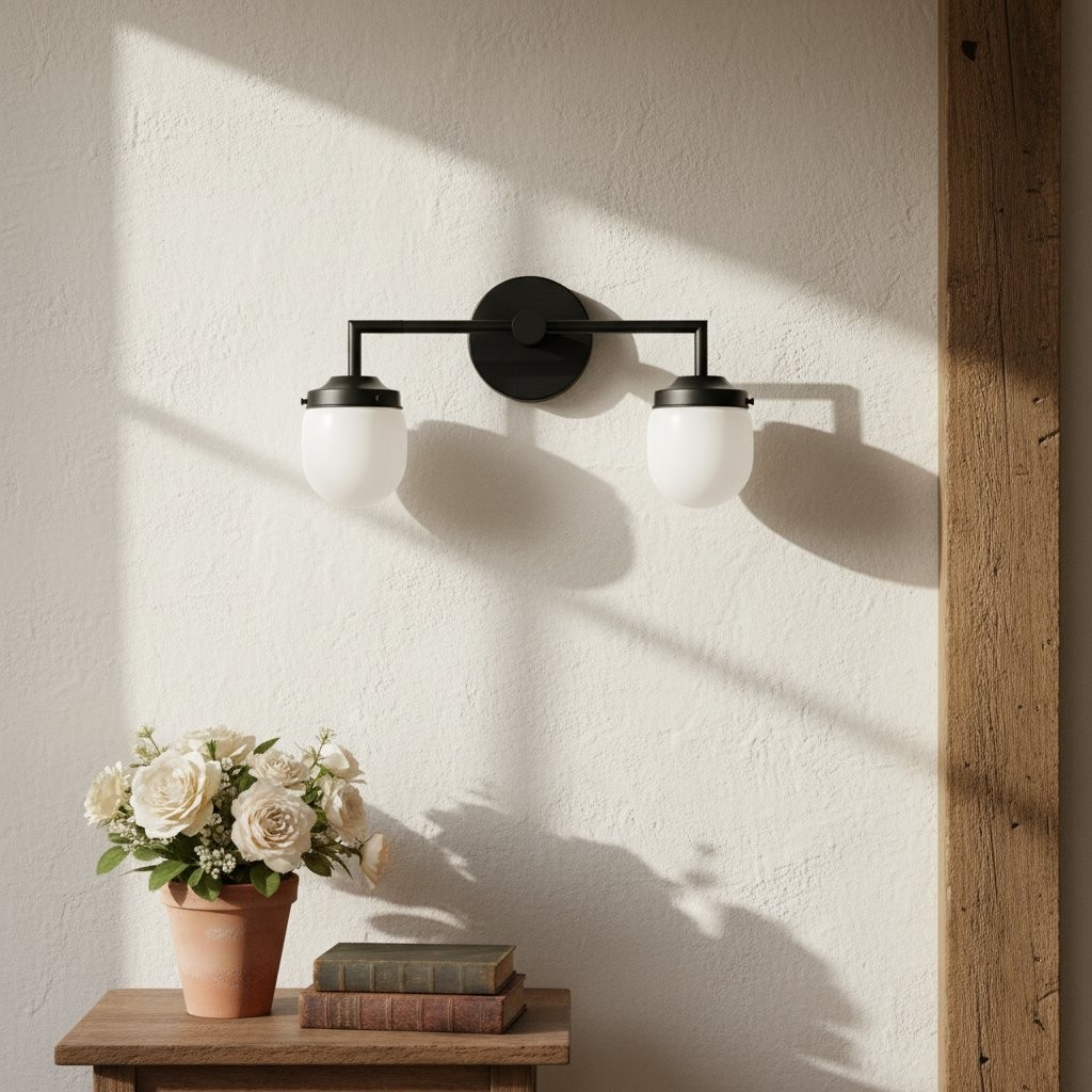 Opalume Double Glass Vanity Light - Retro Industrial Bathroom Wall Lamp K1424