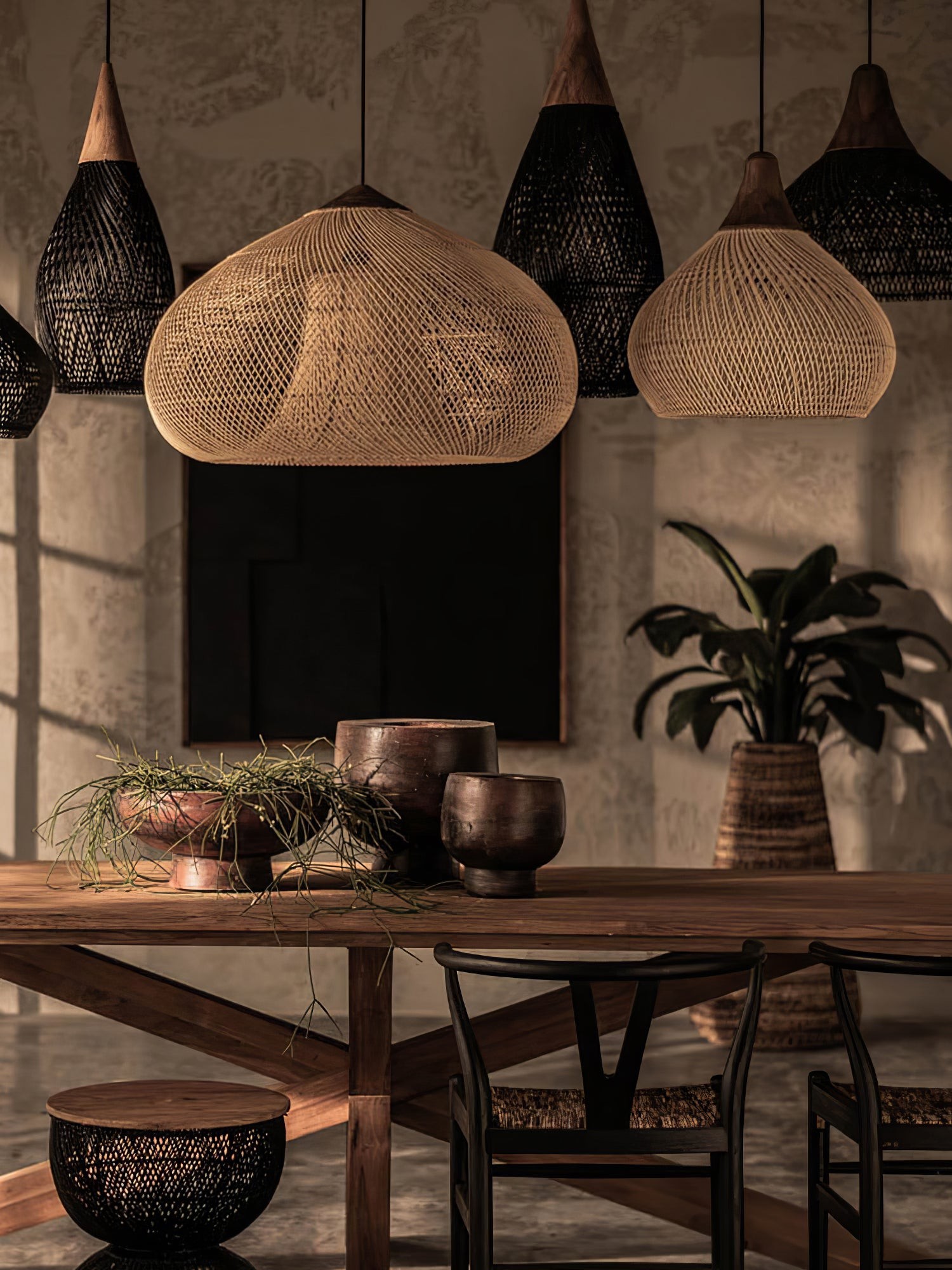 Harp Braided Rattan Pendant Lamp K1175