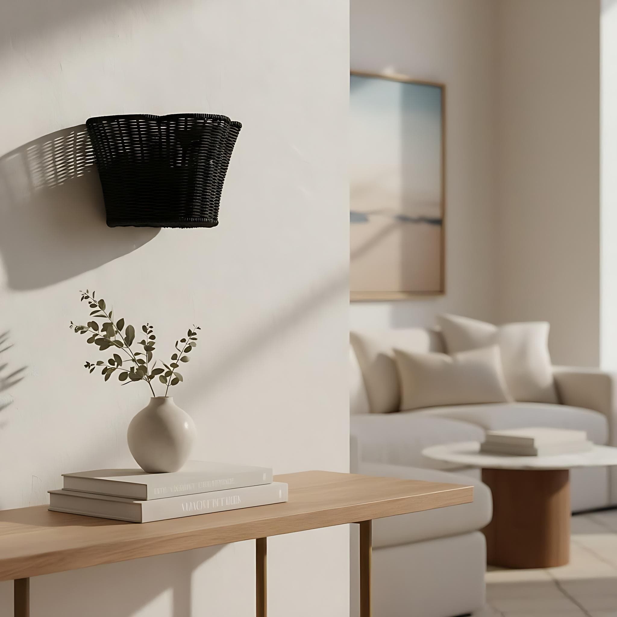 Wickara Woven Wall Sconce - Scalloped Basket Shade Wall Light for Bedroom K1620