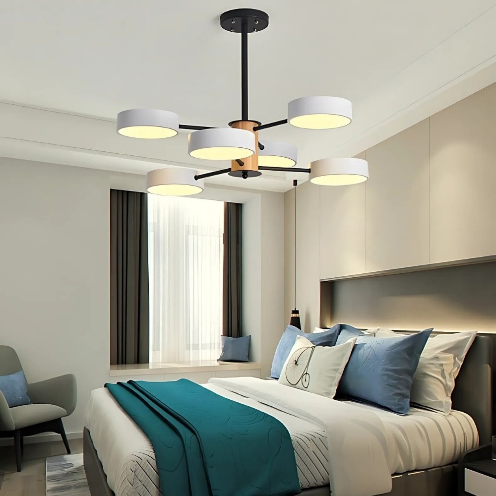 Scandinavian Branched Round Wood Chandelier K896