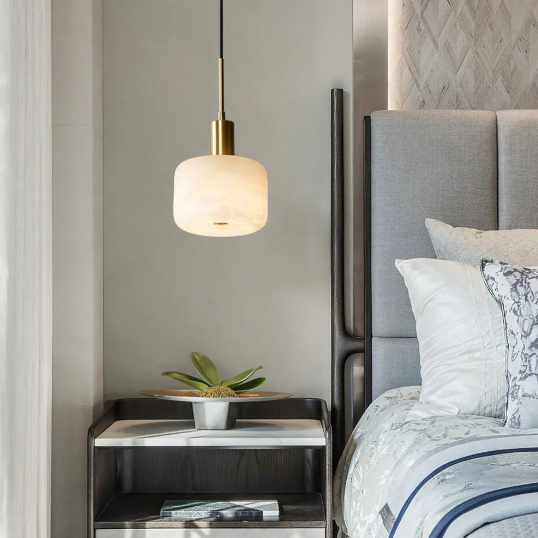 Velia Acorn Alabaster Minimalist Pendant Light D944