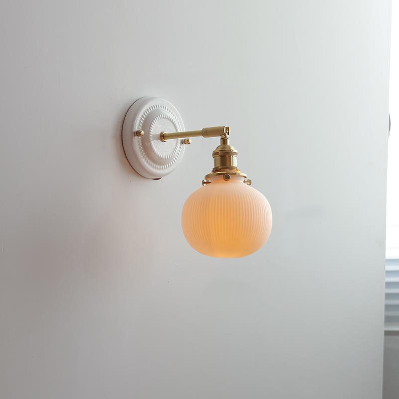 Vintage Japanese Ceramic Brass 1-Light Wall Sconce Lamp K1284