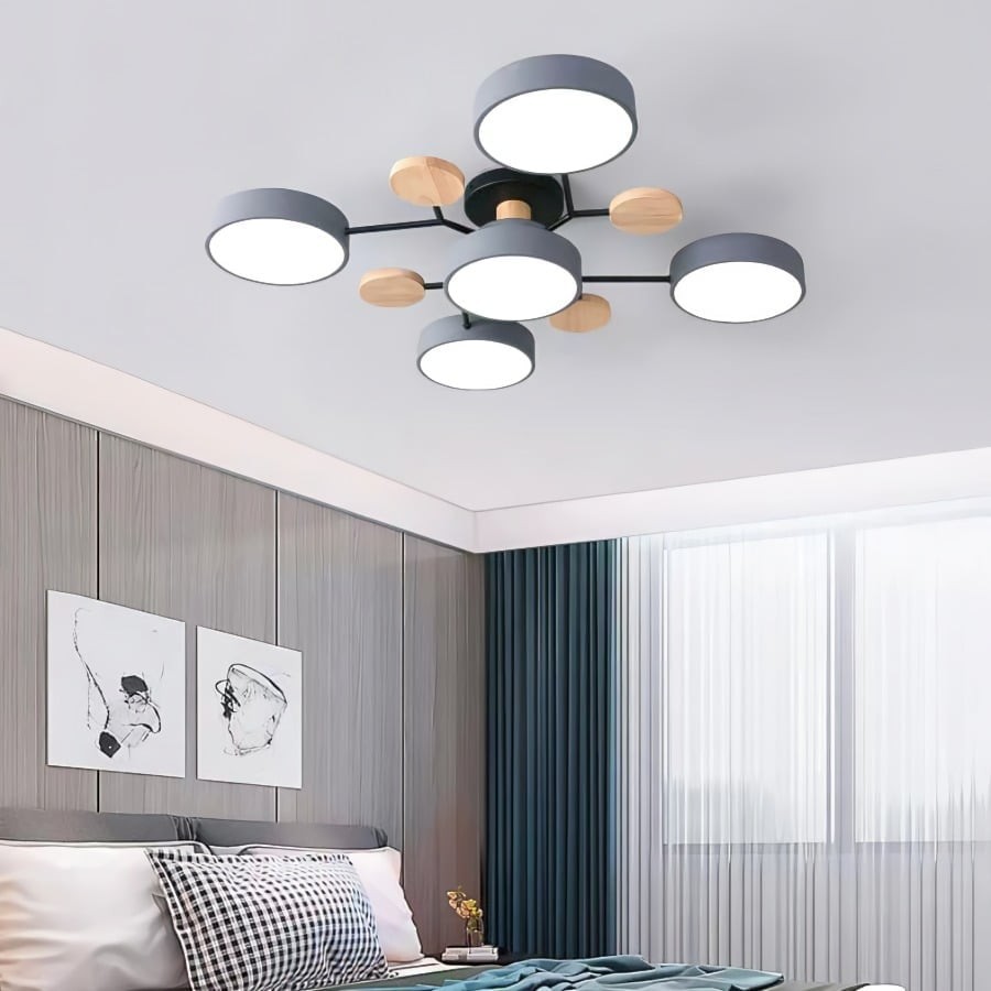 Coloful Branched Round Wooden Ceiling Light K176