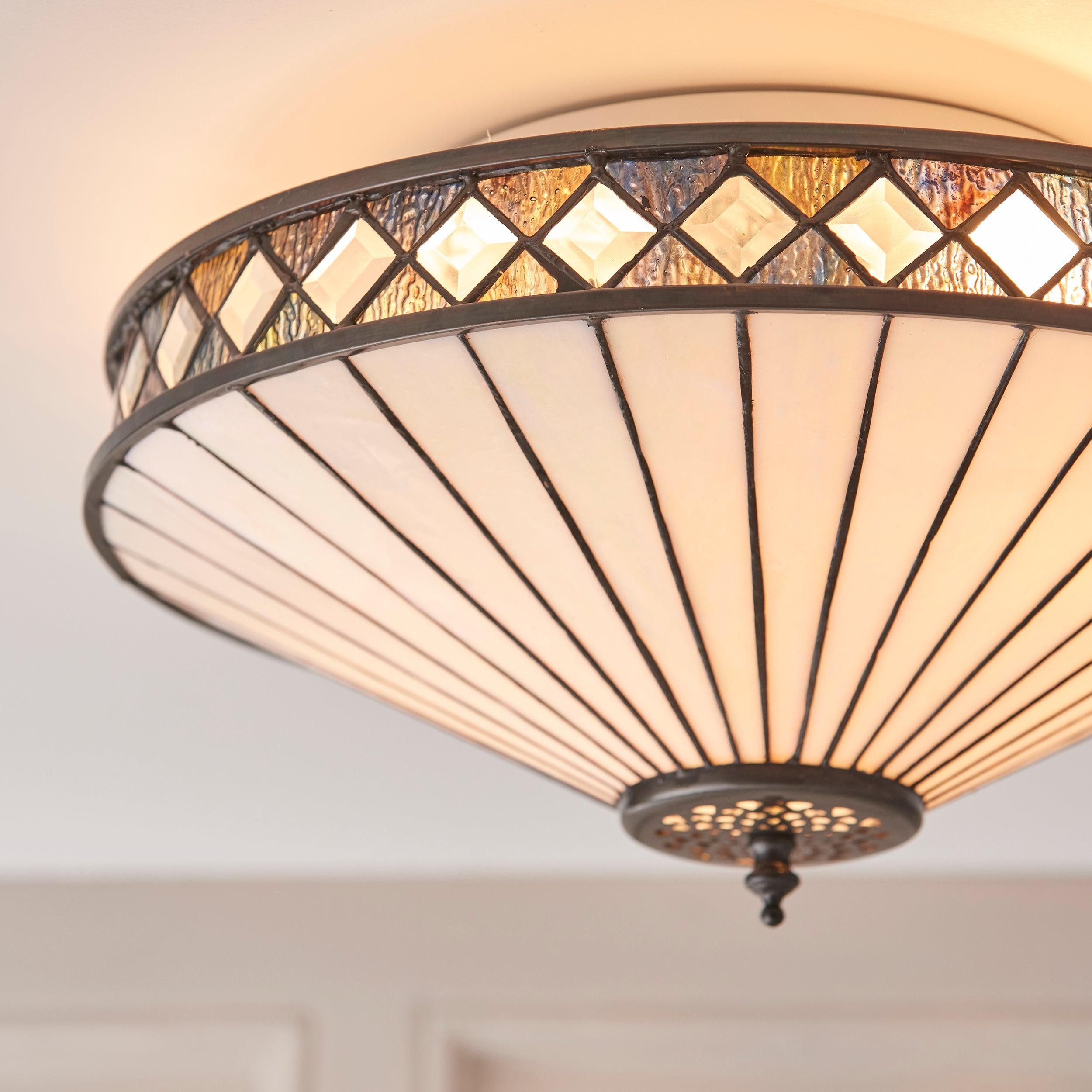 Fargo Tiffany Artistic Crystal Accents Ceiling Light for Living Room K1595