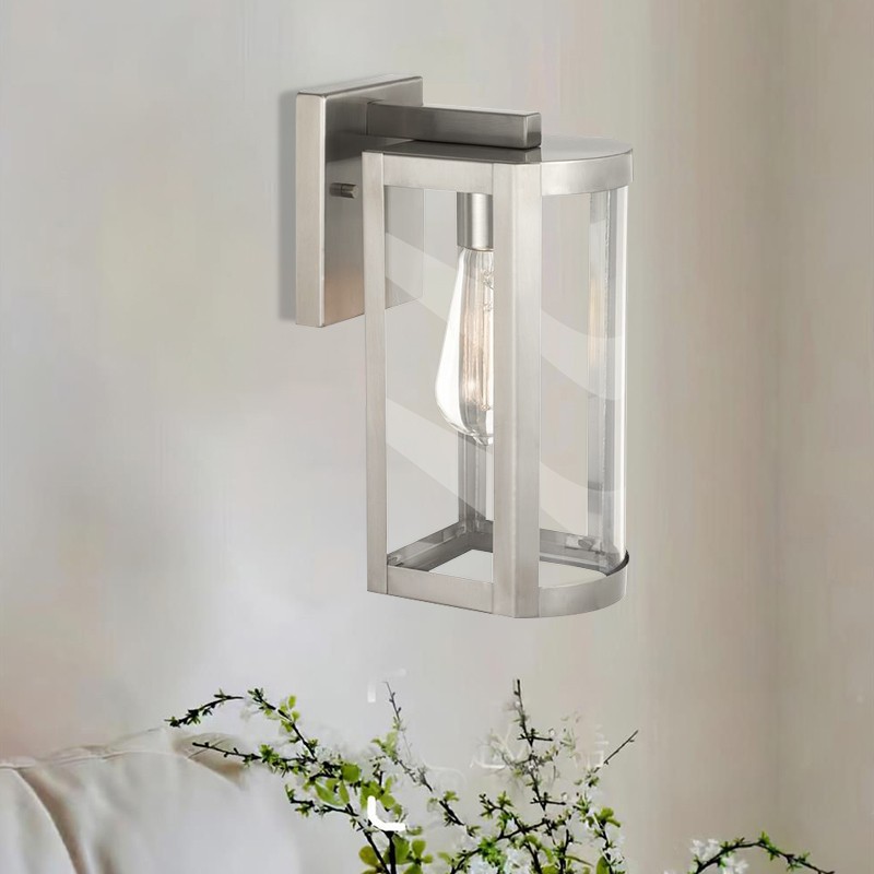 Stainless Steel Waterproof Outdoor Wall Lamp with Glass Shade K112