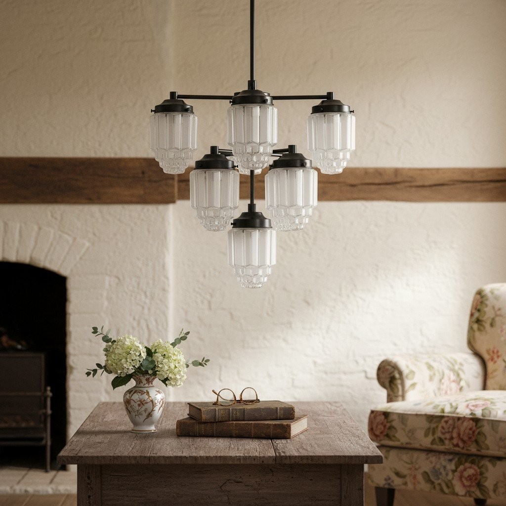 Tierlux Glass Textured Brass Chandelier – Timeless Lighting with Style K1500