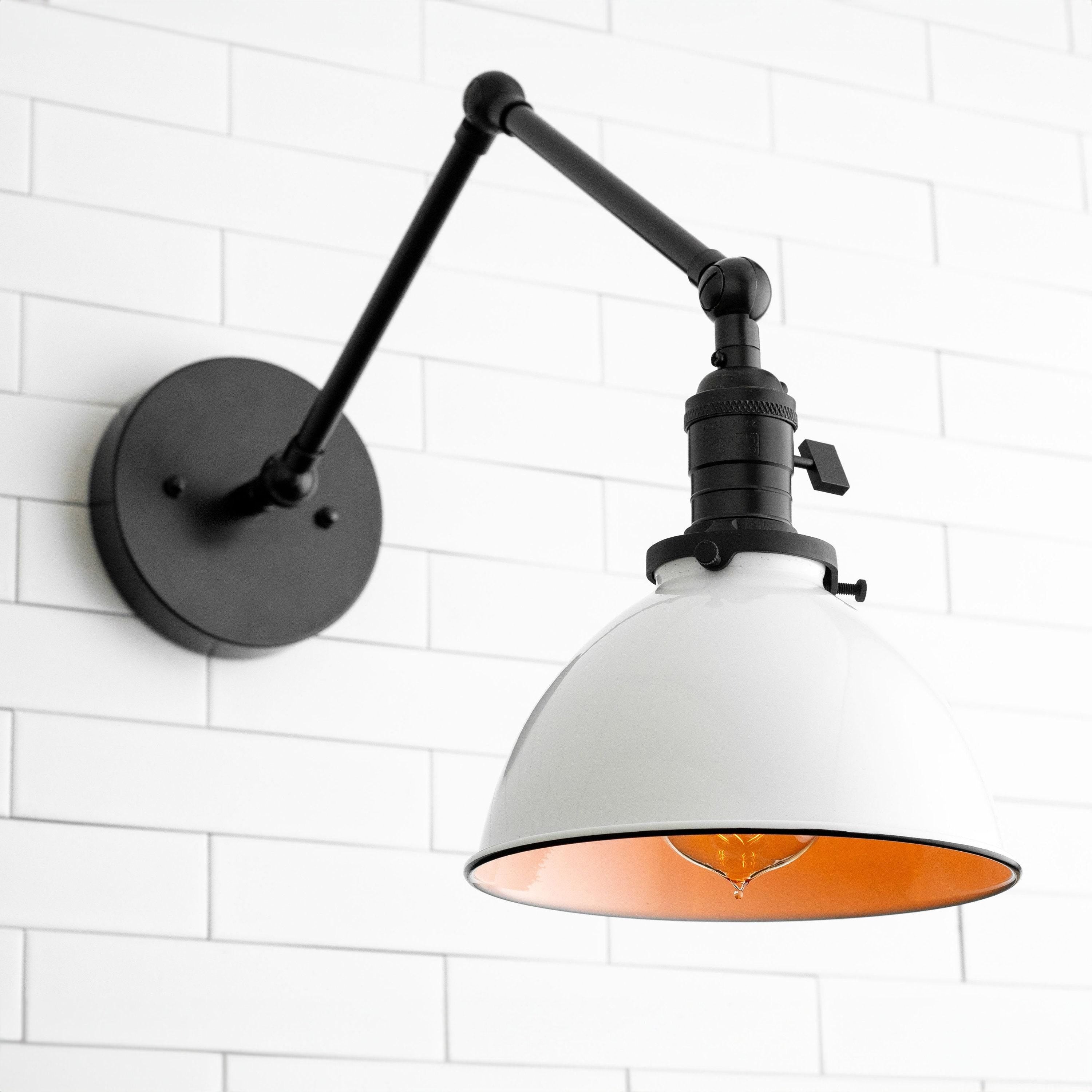 Conique Metal Vintage Industrial Swing Arm Wall Lamp - Adjustable Dome Shade for Study K1467