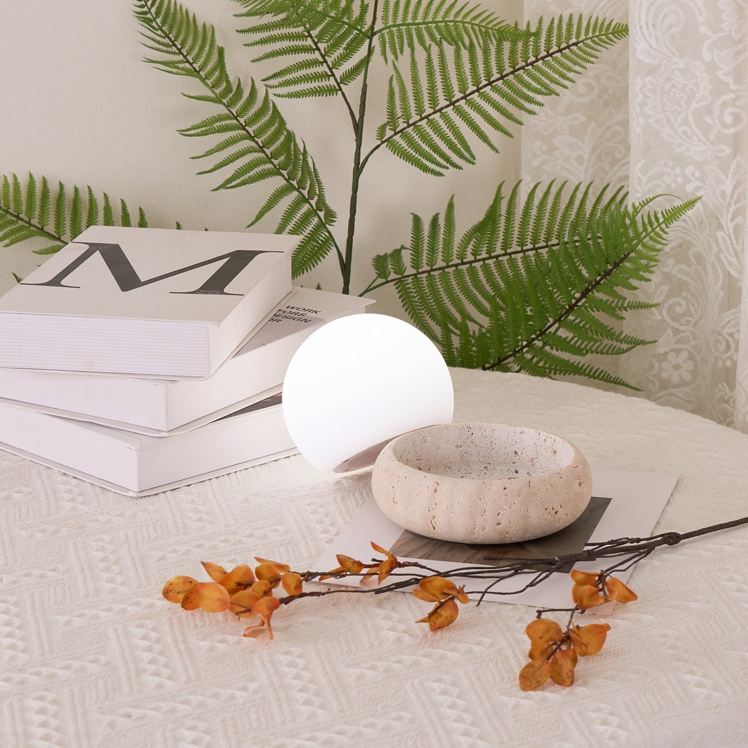 Modern Travertine Cute Mini Orb Table Lamp K853