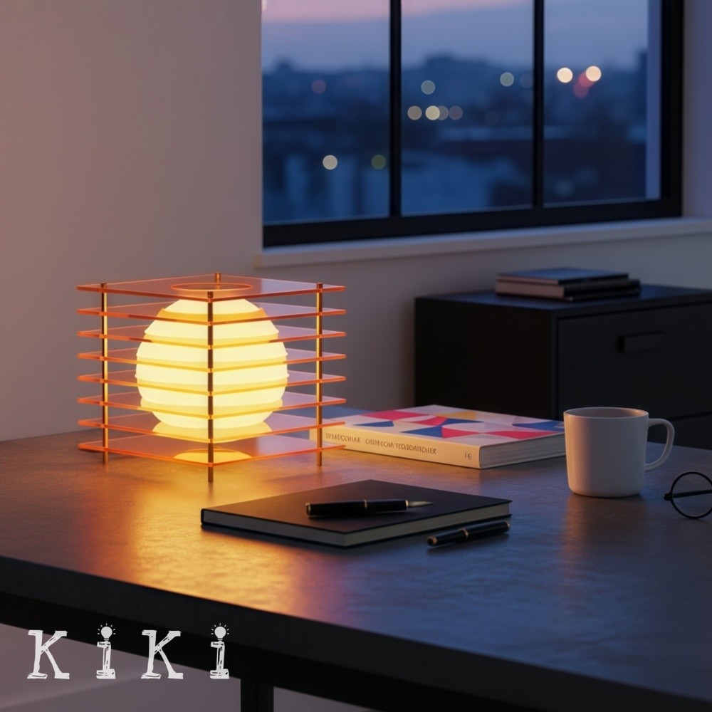 Afterglow Geometric Cube Sphere Table Lamp - Modern Acrylic Accent Light for Bedroom Decor K2078