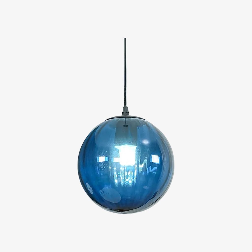 Lunorie Metal and Glass Globe Pendant Light for Dining Area Kitchen Island K2147