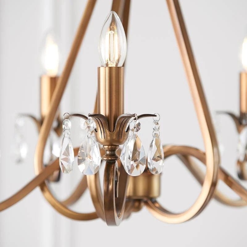 Talonis Crystal Chandelier - Traditional Candle-Style Brass and Nickel for Living Room and Dining Room K1930