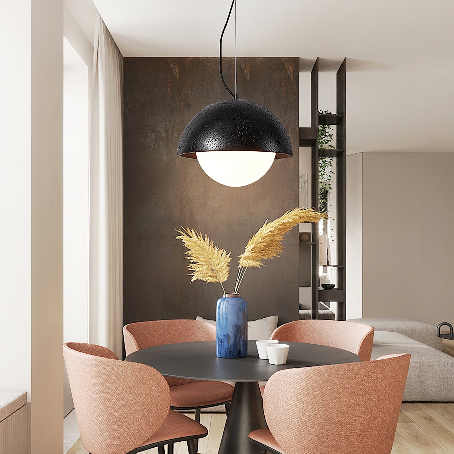 Travertine Creative Hemispherical Pendant Lamp K339
