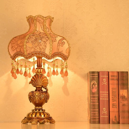 Traditional European Pink Pattern Lampshade Table Lamp K716