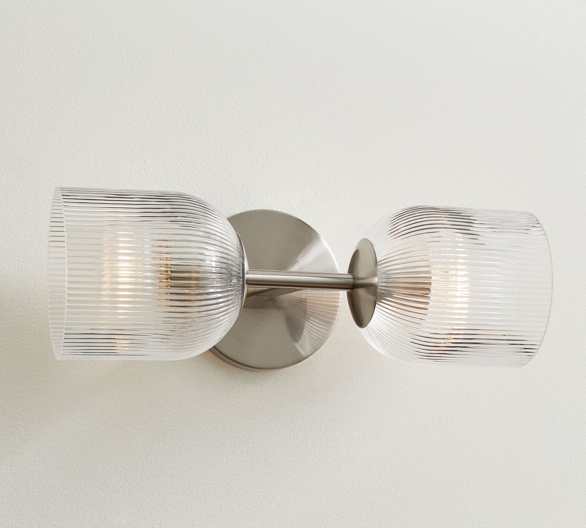 Bravira Ribbed Glass Wall Sconce - Wall Light for Living Room and Hallway K1326