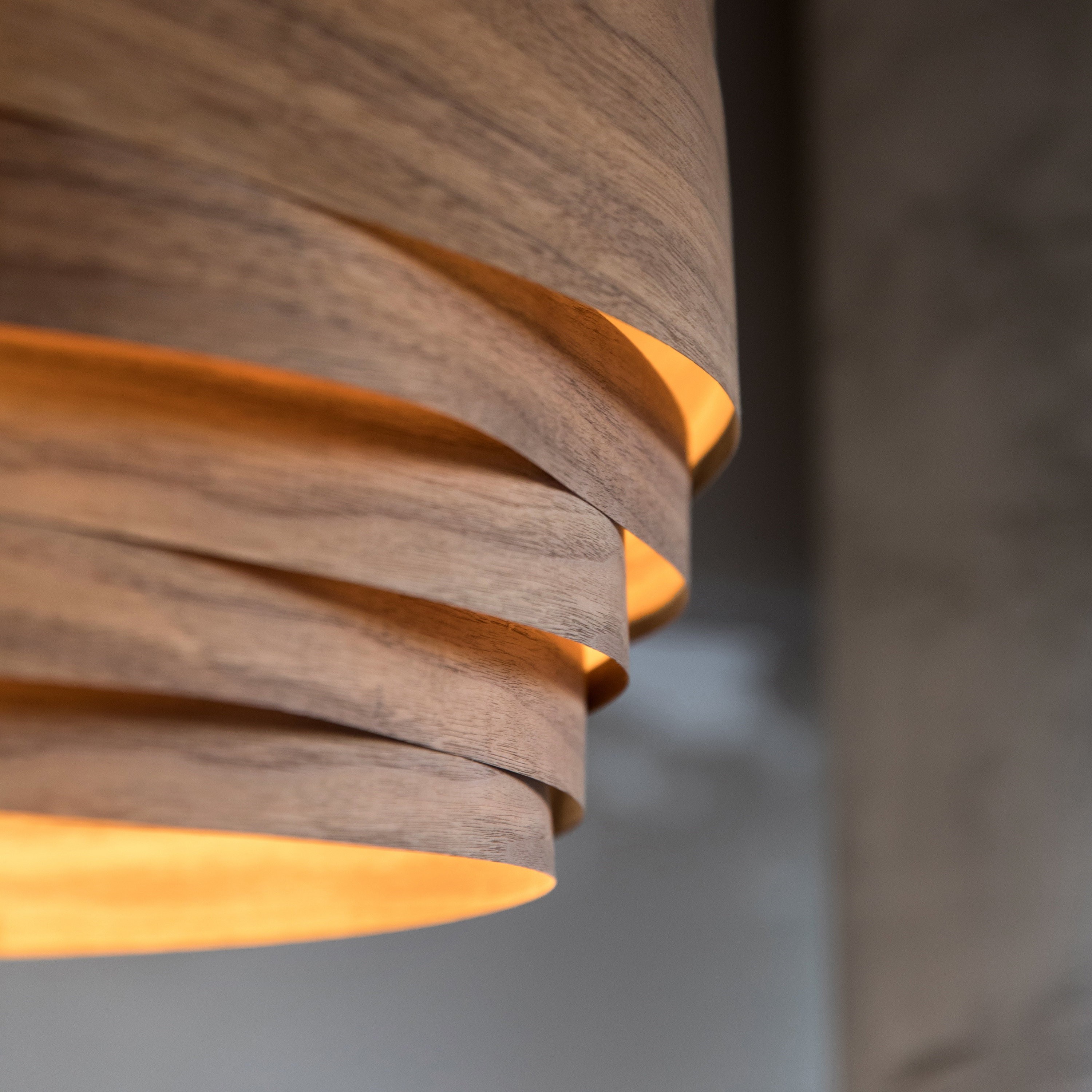 Rustic Wood Drum Veneer Pendant Light K197