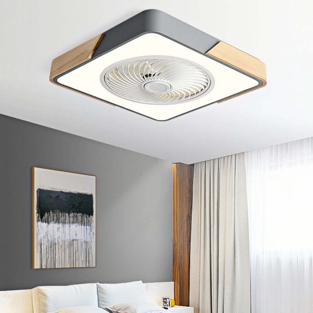 Scandinavian Wooden Round Led Ceiling Fan Light K1110