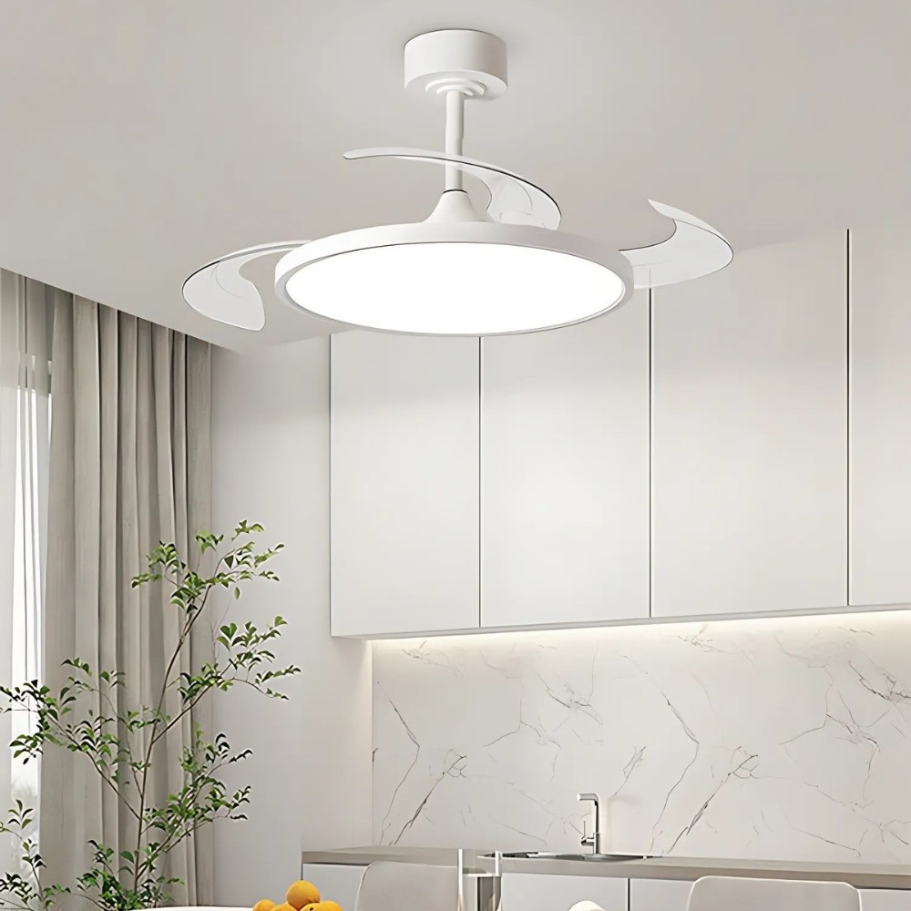 Modern White Round Led Invisible Ceiling Fan Light K1106