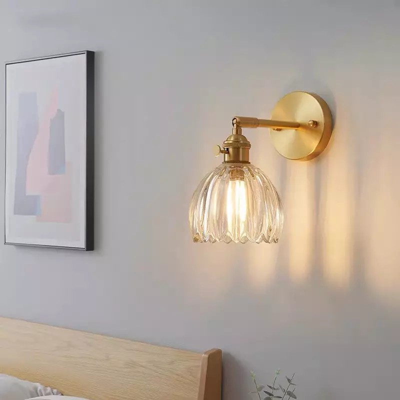 Antique Brass Tulip Glass Wall Light K122