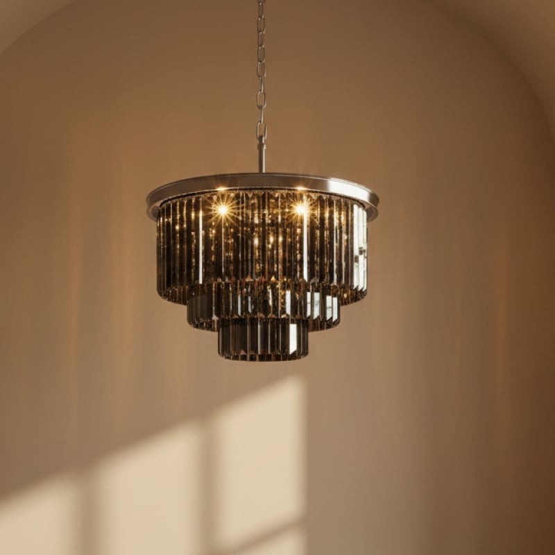 Aurevon Crystal Prism Metal Frame Modern Ceiling Chandelier for Home and Hotel K2071