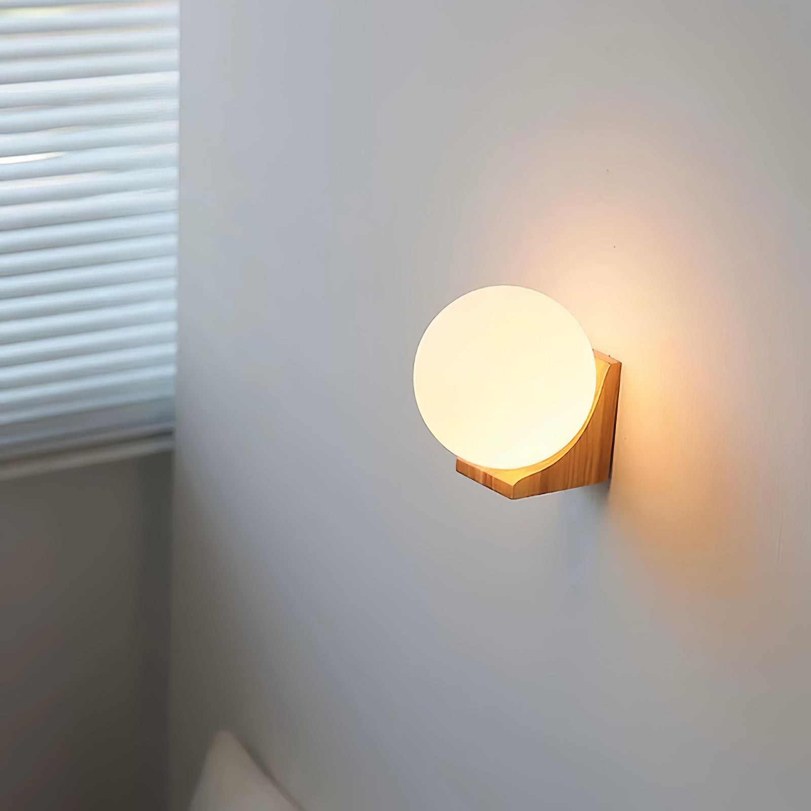 Minimalist Wooden Geometric Bracket Glass Globe Wall Lamp K374